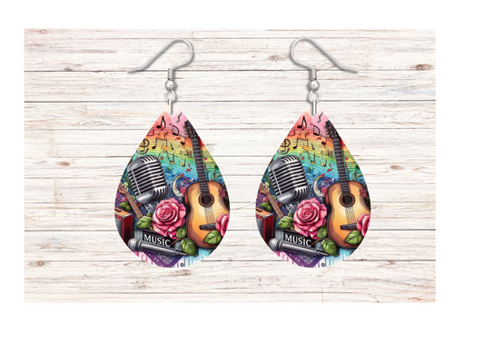 Rose Guitar Music Earrings - Snarky Junkie